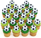 48Pcs Edible Wafer Football Cake Toppers Cupcake Pick Decorations for Sports Theme Babyshower Birthday Event Party Supply Decorations