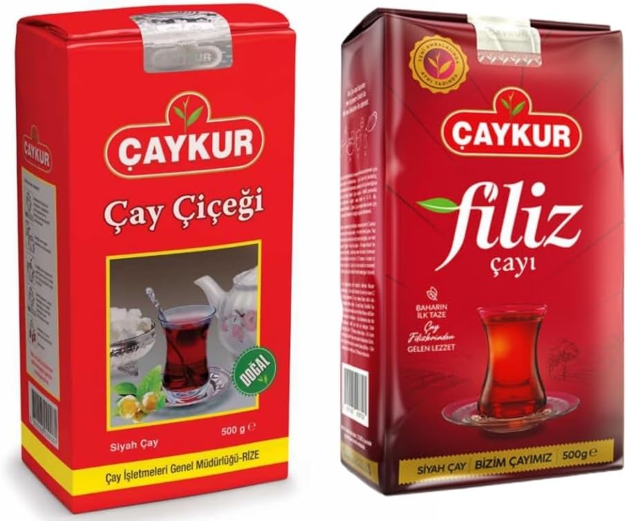 ÇAYKUR Black Tea Duo, Filiz & Caycicegi, Youngest Tea buds & Smooth Loose Leaf Blend, Perfect for Daily Enjoyment for Breakfast 500g / 17.6 Oz each