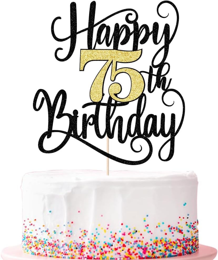 happy 75th birthday cake topper,75 birthday party cake decorations