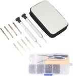 Precision Screwdriver Set, Eyeglass repair kit with 10-style screwdrivers/nose pads/4 in 1 portable screwdrivers/ear hook/tweezer for eyeglasses sunglass watch calculator (with 70-style screws)