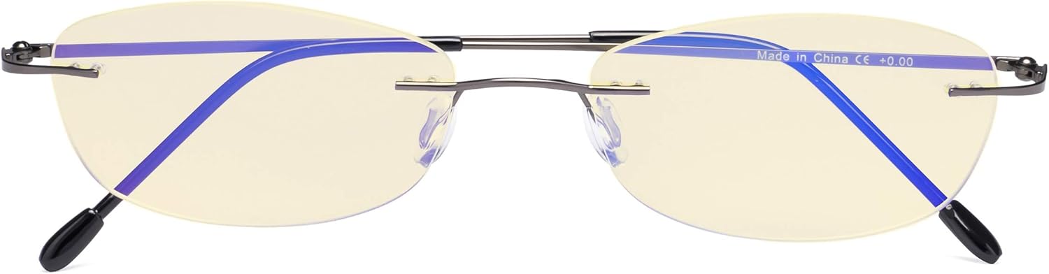 CessBlu Ladies Blue Light Blocking Glasses Anti Glare UV with Yellow Filter Eyeglasses for Women Reading Screen Rimless
