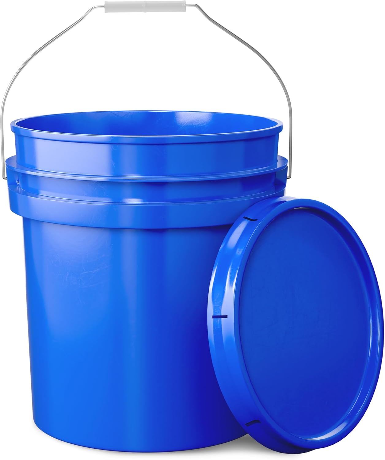 5-Gallon Blue Bucket Pail Container with Lid | Metal Handles with Plastic Grip for Easy Carrying | Multi-Use | Easy Stack and Store | Heavy-Duty Extra Durable | Food Grade | BPA Free - 1 Pack