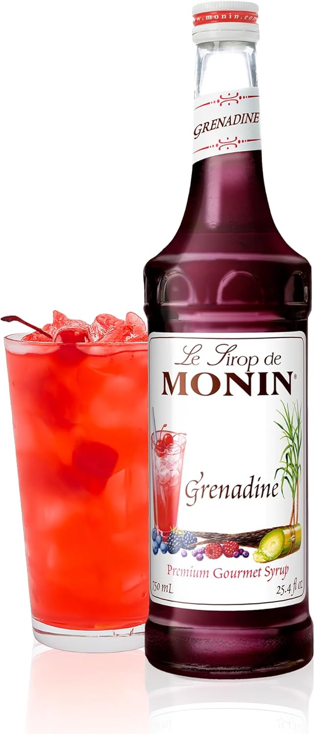 Monin - Grenadine Syrup, Delightfully Sweet, Natural Flavors, Great for Cocktails, Mocktails, Sodas, and Smoothies, Non-GMO, Gluten-Free (750 ml)