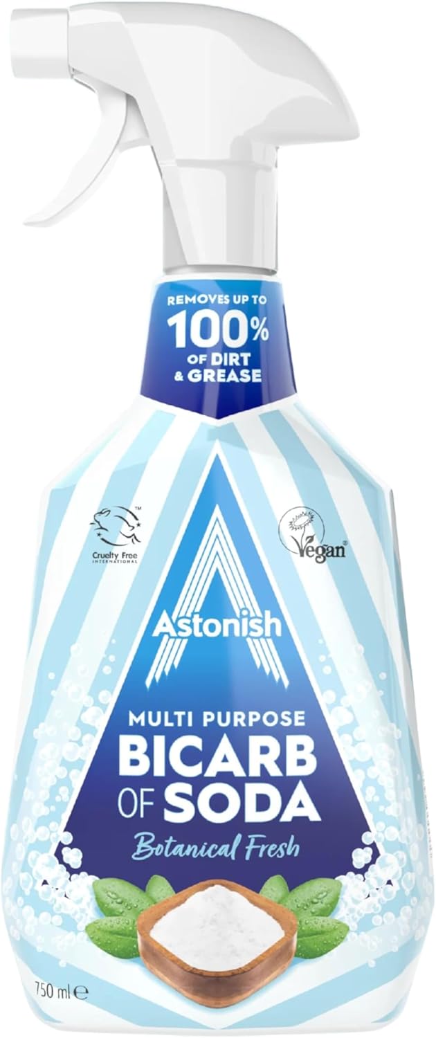 Astonish Multi Purpose Bicarbonate of Soda Cleaner, Botanical Fresh Scent, 750ml Trigger Spray – Plant-Based Stain, Grease, Dirt & Odor Remover with Essential Oils – Streak-Free All Surface Cleaning