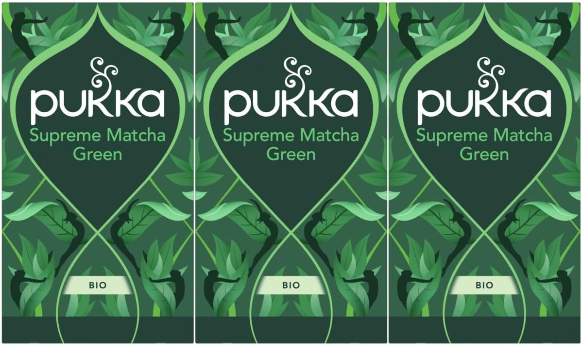 Pukka Supreme Matcha Green, Organic Herbal Green Tea with Oothu, Sencha & Suio Gang, 20 Count (Pack of 3)
