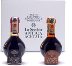 La Secchia - "Duetto", Aged 20 and 35 years, Traditional Balsamic Vinegar of Modena DOP, Two Bottles of 100 ml with Glass Dosing Cap
