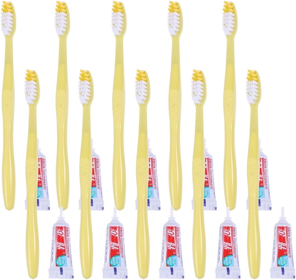 Beaupretty 10pcs Disposable Toothbrushes Toothpaste Individually Wrapped Travel Toothbrush Kit Soft Bristles Mixed Colors Hotel Guest Camping Adults Kids
