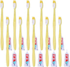 Beaupretty 10pcs Disposable Toothbrushes Toothpaste Individually Wrapped Travel Toothbrush Kit Soft Bristles Mixed Colors Hotel Guest Camping Adults Kids