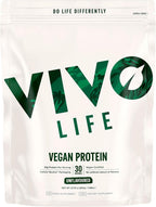 Vivo life Vegan Protein Powder | 21g Pea & Hemp, Plant Based Protein per Scoop | 30 Servings (31.7 oz, Unflavored)