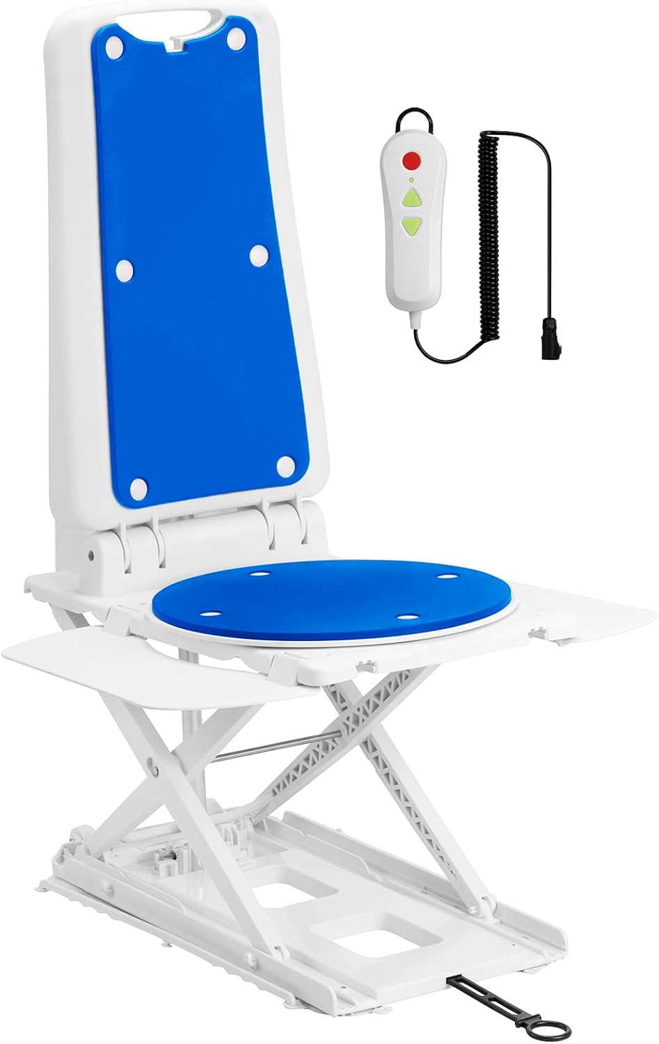 Portable Floor & Bath Lift ，Lightweight Foldable IP68 Waterproof Lift for Seniors，Electric Chair Lift, Remote Control Floor Lift with Padded Backseat, Bathtub Lift Elderly from Floor (Blue)