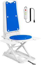 Portable Floor & Bath Lift ，Lightweight Foldable IP68 Waterproof Lift for Seniors，Electric Chair Lift, Remote Control Floor Lift with Padded Backseat, Bathtub Lift Elderly from Floor (Blue)
