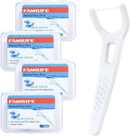 FAMILIFE Dental Floss Unwaxed Dental Floss Picks Unflavored Fluoride Free Back Teeth Toothpicks Flossing Flossers Threaders Sticks with 4 Travel Handy Cases 120 Count