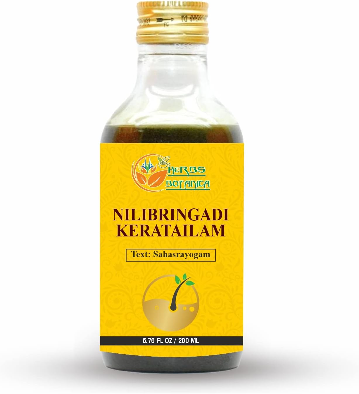 Herbs Botanica Nilibringadi Keratailam Neelibhringadi Hair Oil for Scalp, Hair Loss,Ayurvedic Oil for Hair Premature Graying 200ml Bottle