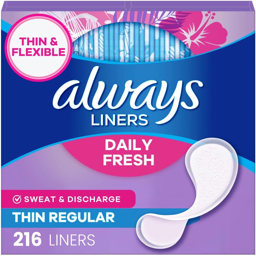 Always Panty Liners for Women Daily Liners, Regular Absorbency, Unscented, 216 Count