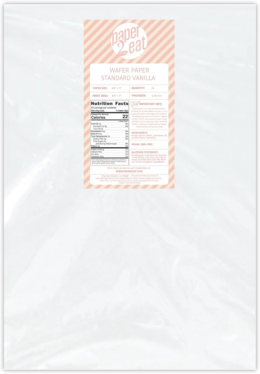 Printable Edible Wafer Paper Sheets from paper2eat (0.30 mm - 25 sheets/Vanilla)