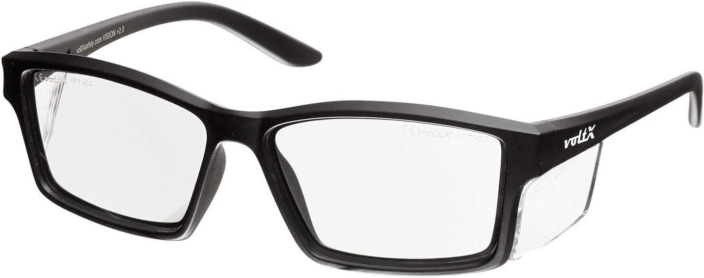 voltX 'VISION' Safety Readers, Full Lens Magnified Reading Safety Glasses (+1.0 Dioptre, Clear lens) ANSI Z87.1+ & CE EN166F- Anti fog coated UV400 lens