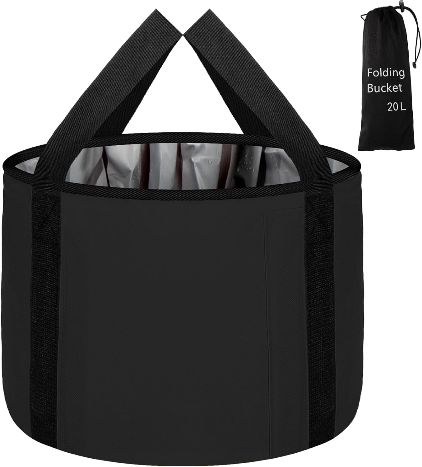 Foot Bath Basin 20L Collapsible Bucket, Portable Foot Soak Tub Feet Soaking Bucket for Outdoor Travel, Camping, Fishing(Black)