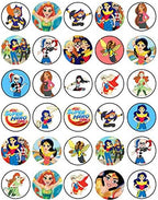30 x Edible Cupcake Toppers Themed of Dc Super Hero Girls Collection of Edible Cake Decorations | Uncut Edible on Wafer Sheet