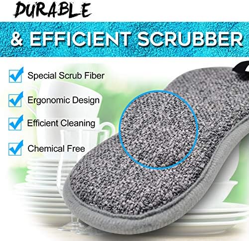 Dual Sided All-Purpose Sponges Kitchen,Dish Sponge for Washing Dishes Cleaning Kitchen,Non Scratch,Rough Scrubbers for Non-Stick Cookware, Soft Microfiber Scrub for Dishes(Bule,6Pack)