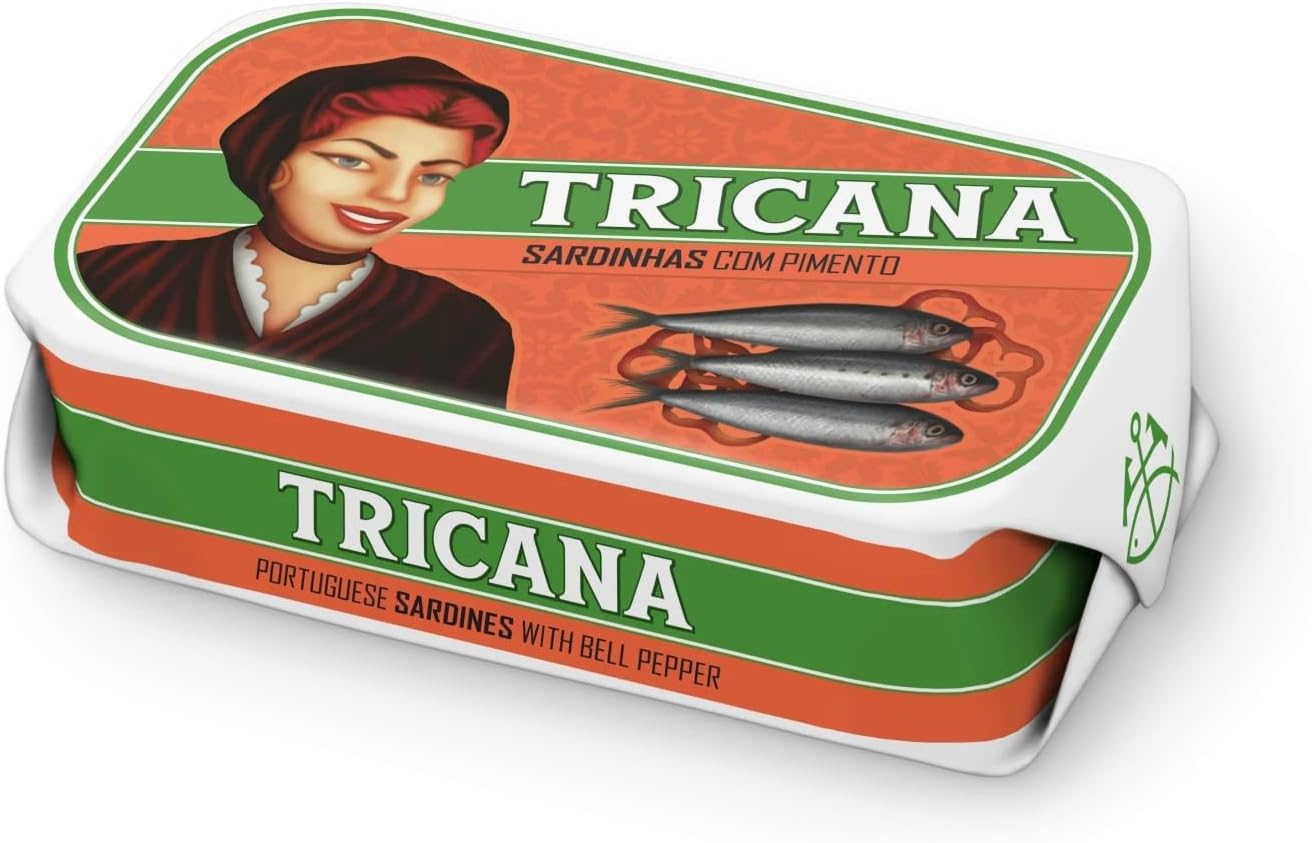 Ticana Portugal - Gourmet Canned whole Sardine with bell pepper - 4.23oz / 120gr (Pack of 5 cans)