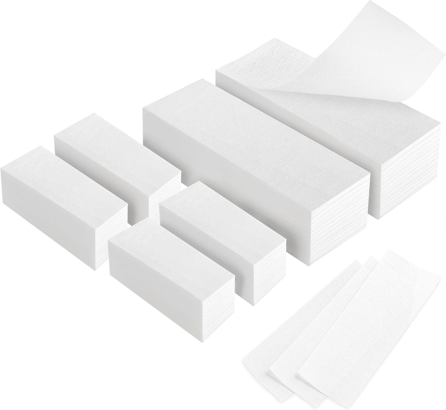 600-Count Non Woven Wax Strips, 2 Size Body and Facial Epilating Wax Strips Paper for Hair Removal, Beauty Waxing Strips for Leg Face Chest Back and Bikini
