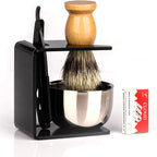 Barber Straight Razor Kit Durable Barber Straight Edge Razor Kit with 10 Double Edge Straight Razor Blades,Shaving Bowl and Stand,Shaving Brush with Wood Handle,Shaving Kit for Men
