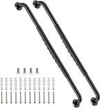2 Pack 32 Inch Black Shower Grab Bar w/Anti Slip Rubber Grip,ZUEXT Stainless Steel Bath Grab Bar,Bathroom Balance Bar,Wall Mount Safety Handrail Support,Handicap Injury Elderly Senior Assist Handle