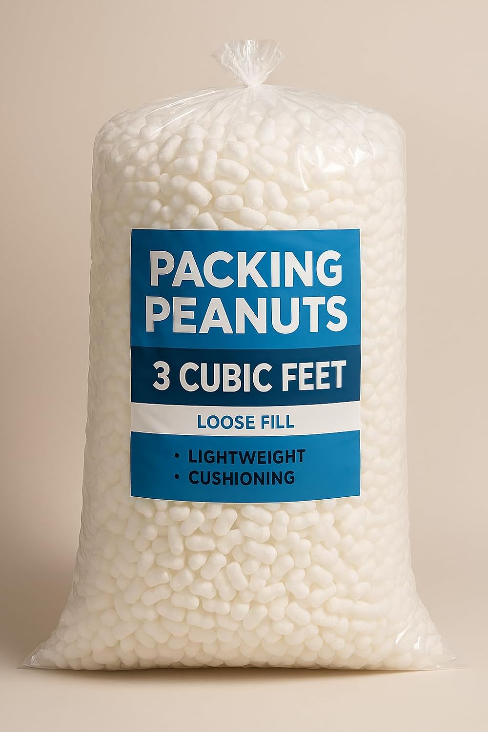 Ubi Market Packing Peanuts, 3 Cubic Feet, Loose Fill, Lightweight Cushioning, Biodegradable, 22.44 Gallons
