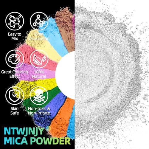 Pearl White Mica Powder for Epoxy Resin，Natural Shimmer Mica Powder Used for Coloring Resin Artwork, car Spray Paint, Candles, soap, Eye Shadow, Lip Gloss, Nail Polish(50g/1.7oz)