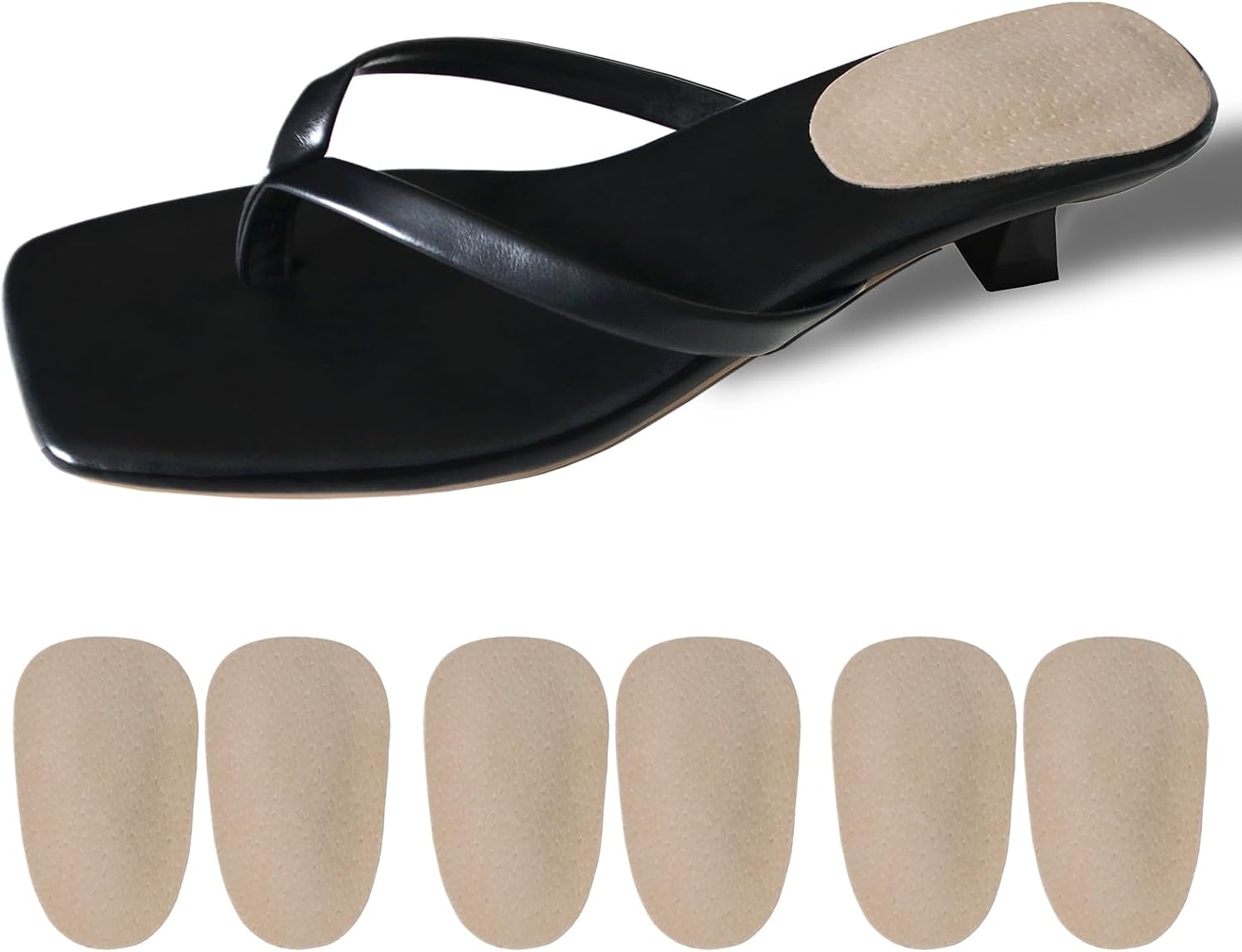 (3 Pairs) Pigskin Heel Cushions Cups for Plantar Fasciitis, Sore Heel Pain, Bone Spur & Achilles Tendonitis, Heel Support Insoles, Adhesive Heel Padding Inserts for High Heels Boots Flats Sandals