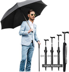 Walking Cane Umbrella 2-in-1 Windproof Walking Sticks Crutch Umbrella,Heavy Duty Frame,Lightweight - Umbrella Cane,Great gift for Birthday,Christmas,Father's Day,Men,Women