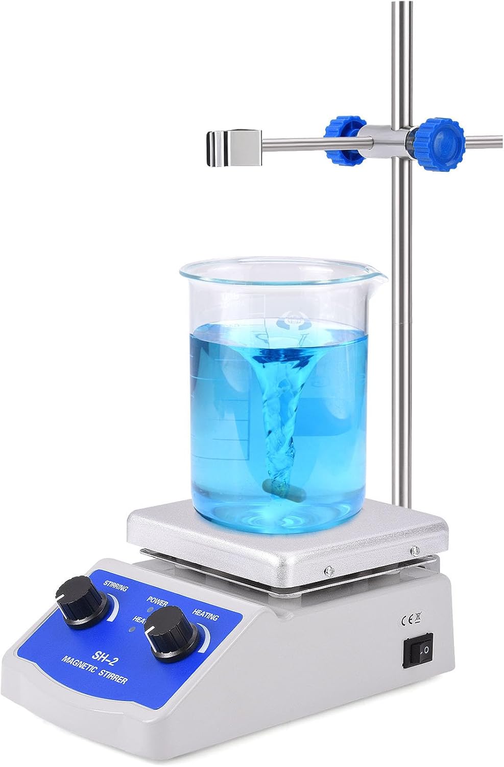 Slendor Magnetic Stirrer Hot Plate Mixer 1000ml Stirring Capacity 5 x 5 inch Max 520°F Hotplate and 100-2000 RPM Stirrer, Stirring Bar & Support Stand Included