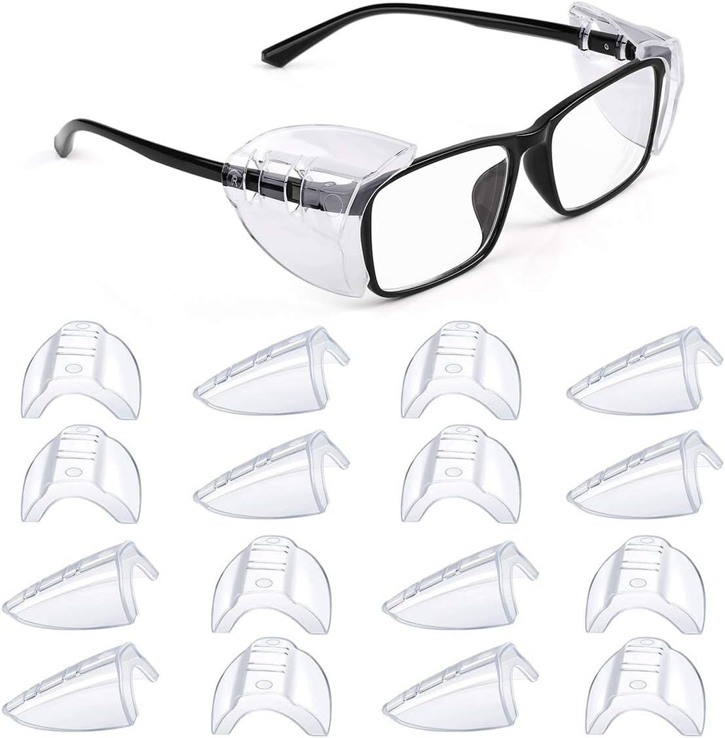 8 Pairs Eye Glasses Side Shields, Flexible Slip on Side Shields for Safety Glasses Fits Small to Large Eyeglasses Universal