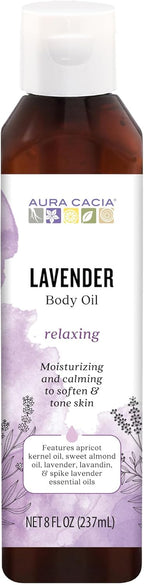 Aura Cacia Body Oil, Relaxing Lavender, 8 Fluid Ounce (Pack of 2)