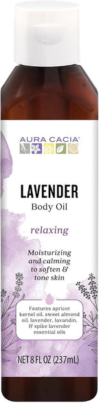 Aura Cacia Relaxing Lavender Aromatherapy Body Oil | GC/MS Tested for Purity | 237ml (8 fl. oz.)