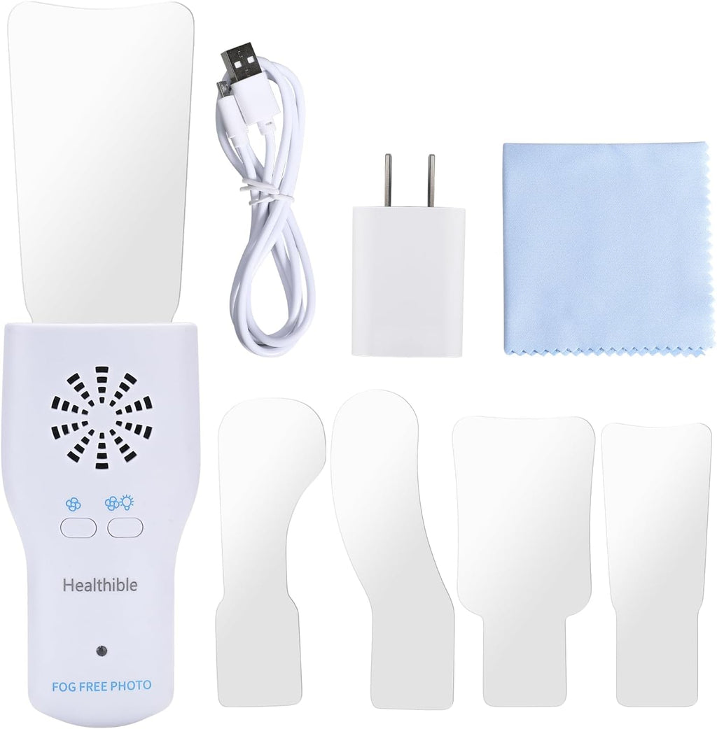 Dental Photography Mirrors Anti Fog, Pofessional Dental Mirror for Teeth Fog Free with Fan and LED, Dental Mirror with Light for Inside Mouth