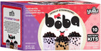 Boba Bundle Kit 10 Serv. Instant Bubble Pearl Variety Milk Tea Kit with Authentic Brown Sugar Tapioca Pearls by Yulu Foods - Ready in Under 1 Minute, Includes Paper Straws - Gift Box, Holiday (Classic, Taro and Strawberry)