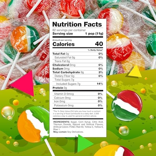 Fruit Lollipops | 80 Count - 2 Lb Box | Lollipops Individually Wrapped | Assorted Flavors Hard Candy Individually Wrapped | Fruit Suckers for Party Favors