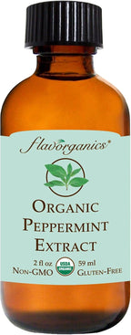 Flavorganics Organic Peppermint Extract, 2-Ounces Glass Bottles (Pack of 3)