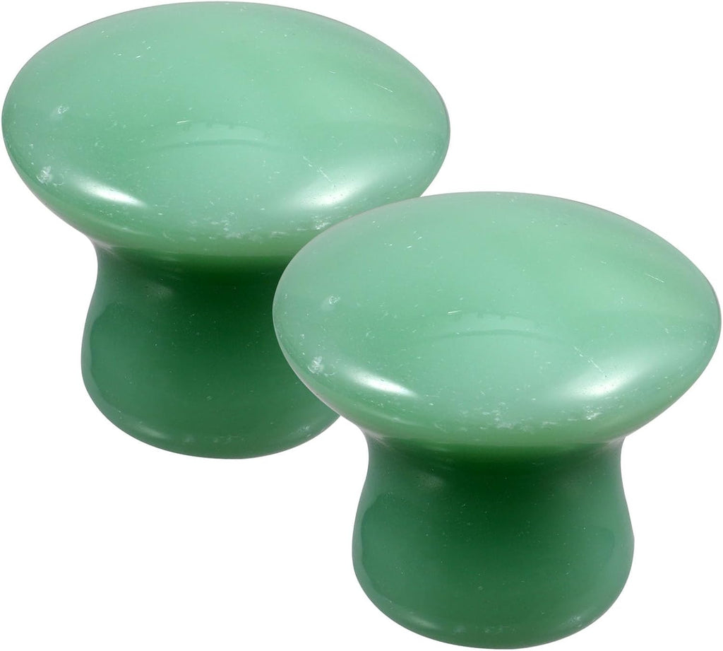 Gatuida 2pcs Green Jade Quartz Massage Rollers Stones Small Facial Massaging Jade Boards Mushroom Shaped Gua Sha Tools Beauty Massagers for Face