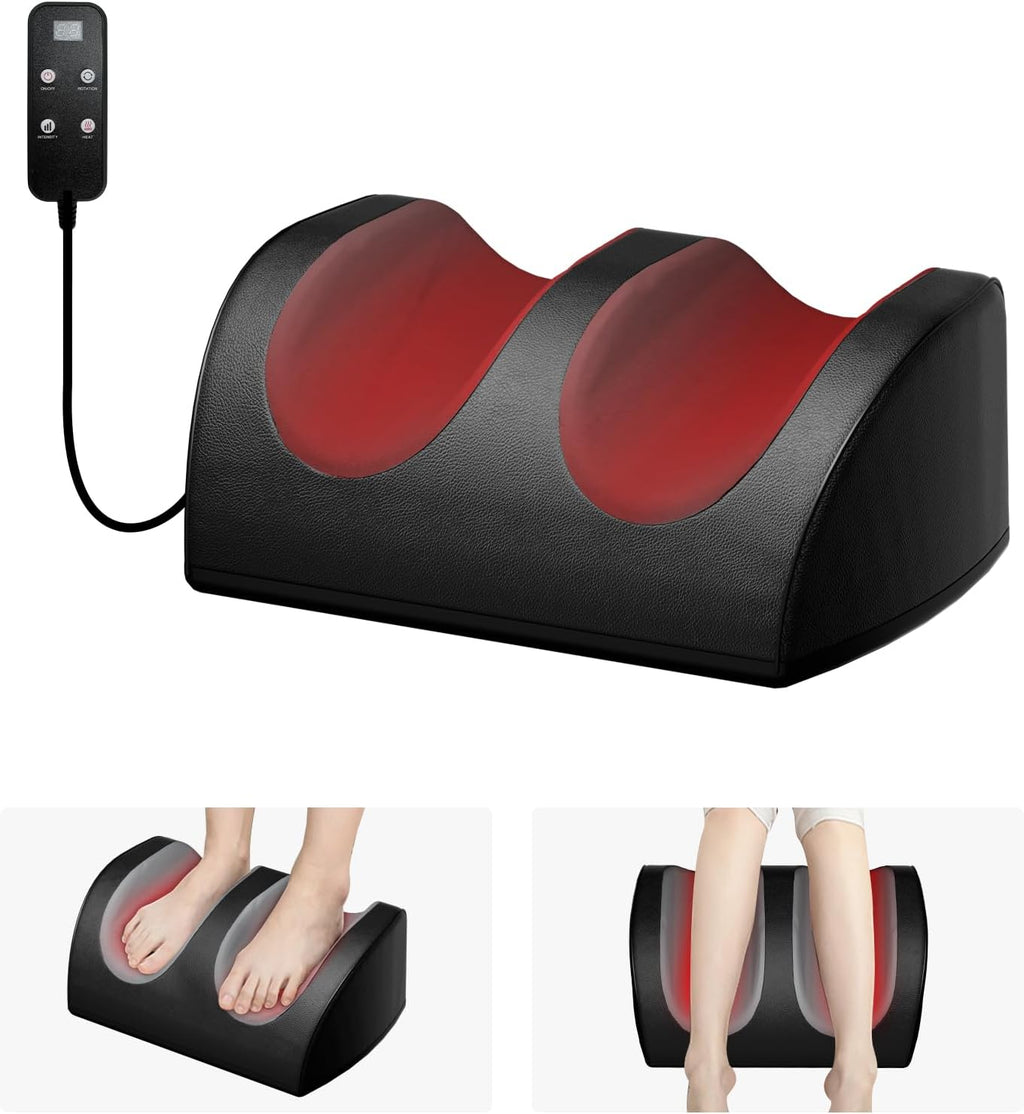 LINGTENG Foot Massager with Heat and Foot Massage, Electric Foot Massager with Cord Remote Control, Birthday Gifts for Mom and Dad (Black - Corded Electric)