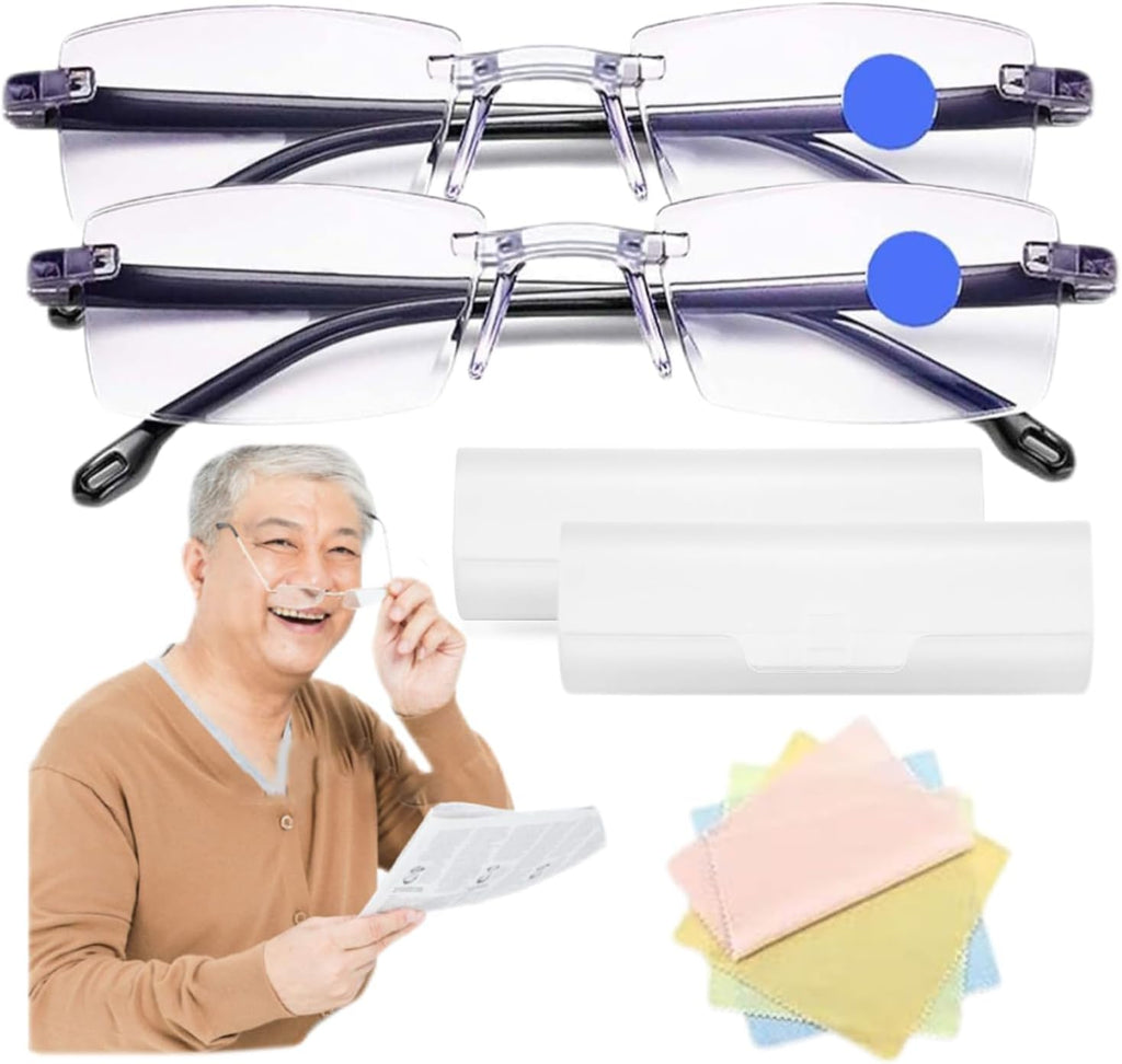 Anti-Blue Light Presbyopia Glasses Auto Zoom Smart Look Far and Near for Reading Computer or TV