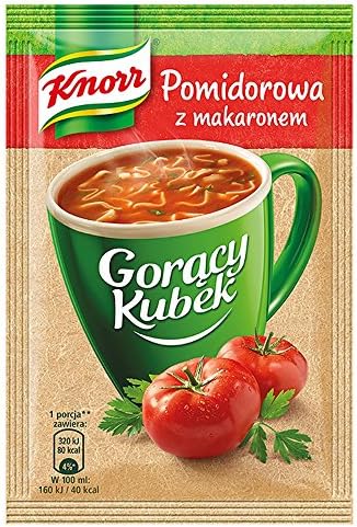 Knorr Goracy Kubek Hot Cup Tomato Soup with Noodles, 19 g (Pack of 5)