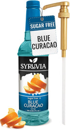 Syruvia Sugar Free Blue Curacao Syrup, Flavored Syrup for Cocktails, Drinks, Lemonades, Iced Teas, and Desserts – 25.4 fl oz, With Pump