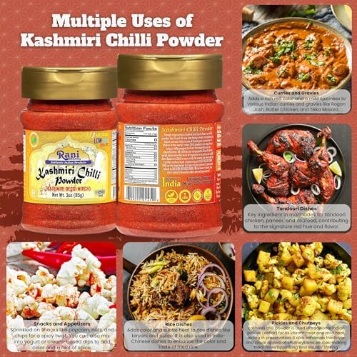 Rani Kashmiri Chilli Powder (Deggi Mirch, Low Heat) Ground Indian Spice 85g PET Jar ~ All Natural | Salt-Free | Vegan | Kosher | Gluten Friendly | Perfect for Deviled Eggs & Other Low Heat Dishes