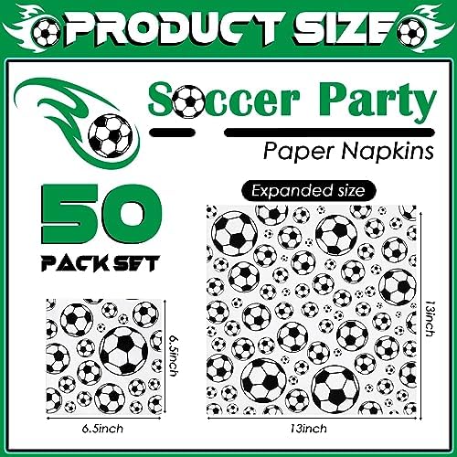 Hotop 50 Pcs Neon Napkins Glow in Dark Rainbow Soccer Napkins Birthday Disposable Paper Party Decorations Supplies(Soccer)