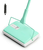 Eyliden X-Large Carpet Sweeper - Quiet Manual Sweeper for Carpets & Rugs | 1 Extra Refill Roller Brush | Non-Electric, Hand Push, Quietly Cleans Debris and Messes, Restaurant Roller Broom, Mint