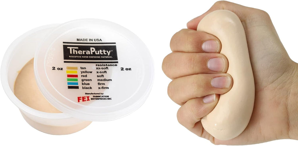 CanDo Theraputty Plus Hand Exercise Putty for Rehabilitation, Exercises, Hand Therapy, Hand Strengthening, Stress Relief - Tan 2 oz XX-Soft