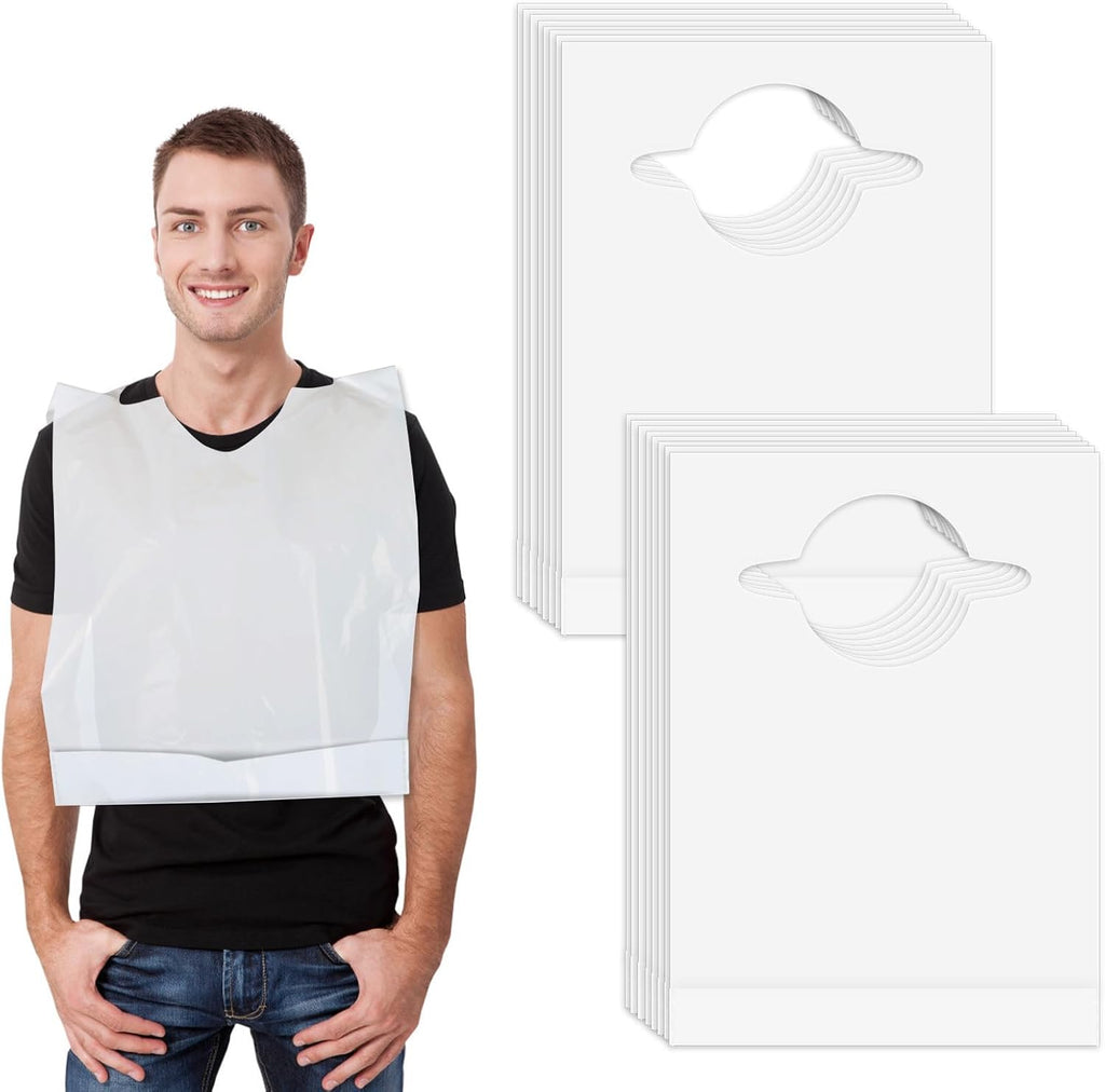 Nonley Disposable Bibs 30/50/100 Pack -Disposable Adults Bibs for Elderly Women and Senior Men Eating
