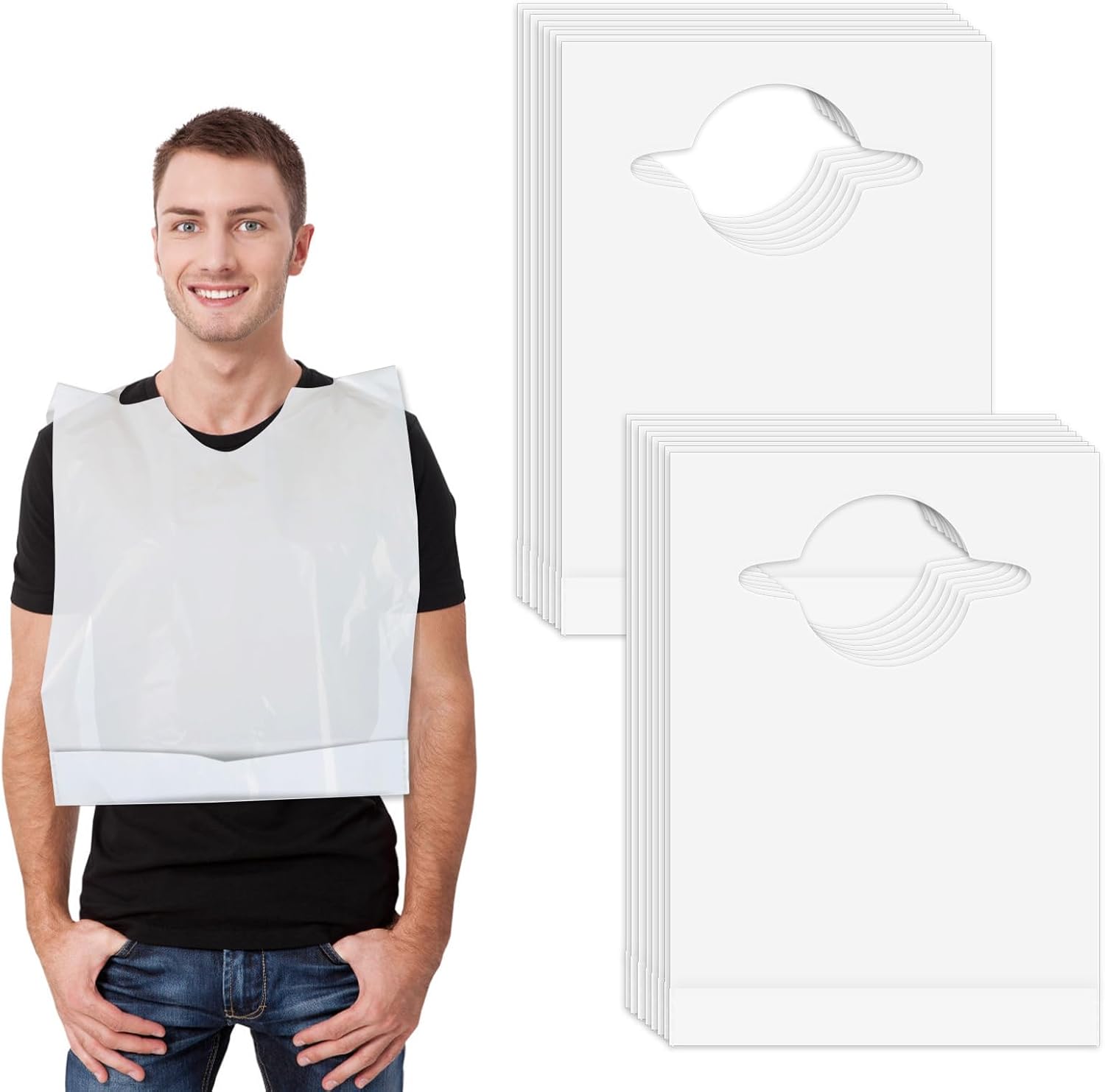 Nonley Disposable Bibs 30/50/100 Pack -Disposable Adults Bibs for Elderly Women and Senior Men Eating